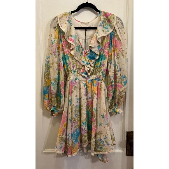 NWT SPELL & The Gypsy Floral Long Sleeve Lei Lei Mini Play Dress  Women's Sz XXS - Picture 3 of 14